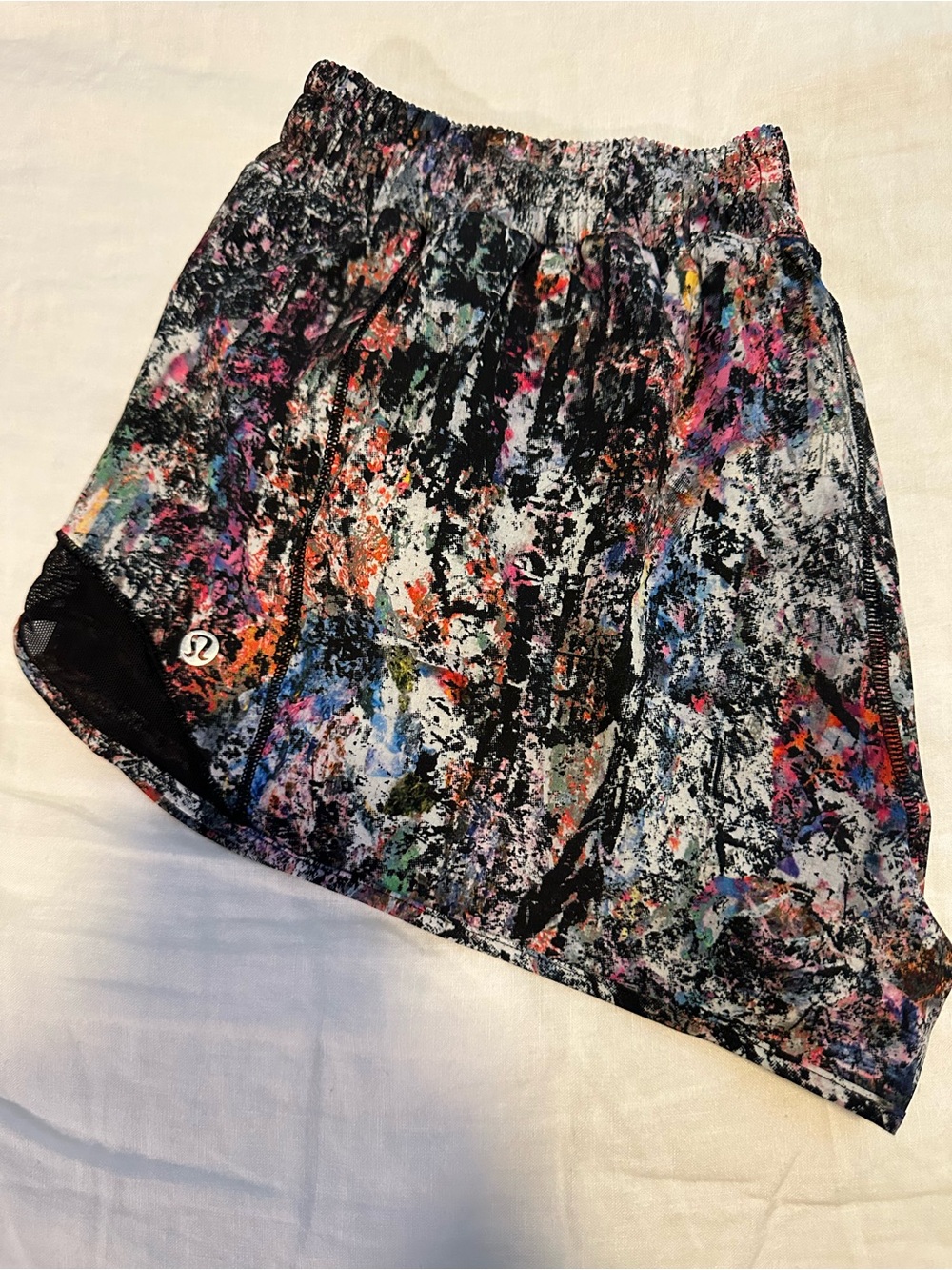 lululemon Black Multicolor Abstract-Print Athletic Shorts